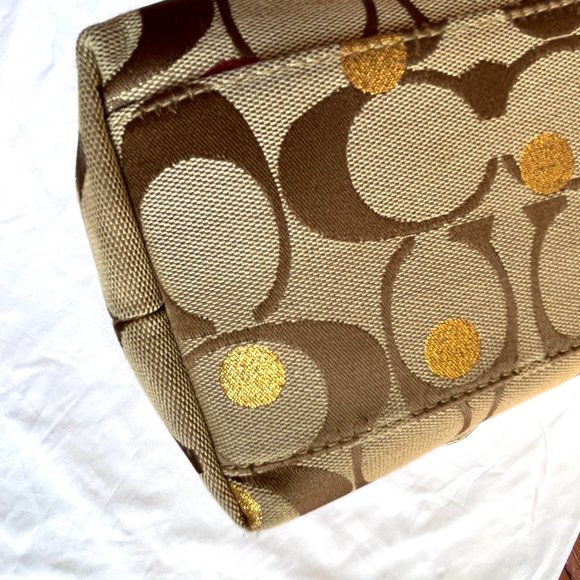 Coach Poppy Metalic Leather/Canvas Large Medalion Tote/shoulder bag Rare - Picture 16 of 17